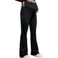 thumbnail image 5 of FNFYFH Womens Maternity Flare Leggings Over the Belly Crossover Yoga Pants Wide Leg Pregnancy Bootcut Pants, 5 of 5