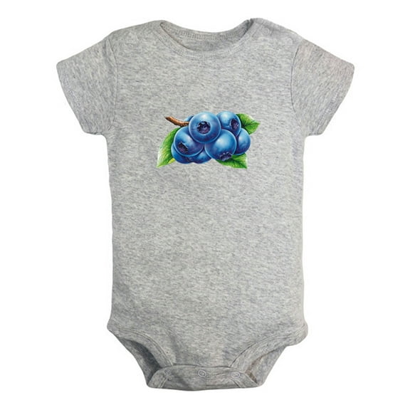 Fruit Blueberries Image Print Rompers For Babies, Newborn Baby Unisex Bodysuits, Infant Jumpsuits, Toddler 0-24 Months Kids One-Piece Oufits (Gray, 0-6 Months)