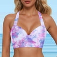 thumbnail image 2 of MKLEKYY Trajes De Baño Women Lace Up Swimwear Tops Underwire Full Coverage Bikini Top Push Up Swim Crop Top Tie Back Bathing Suit Tops, 2 of 4