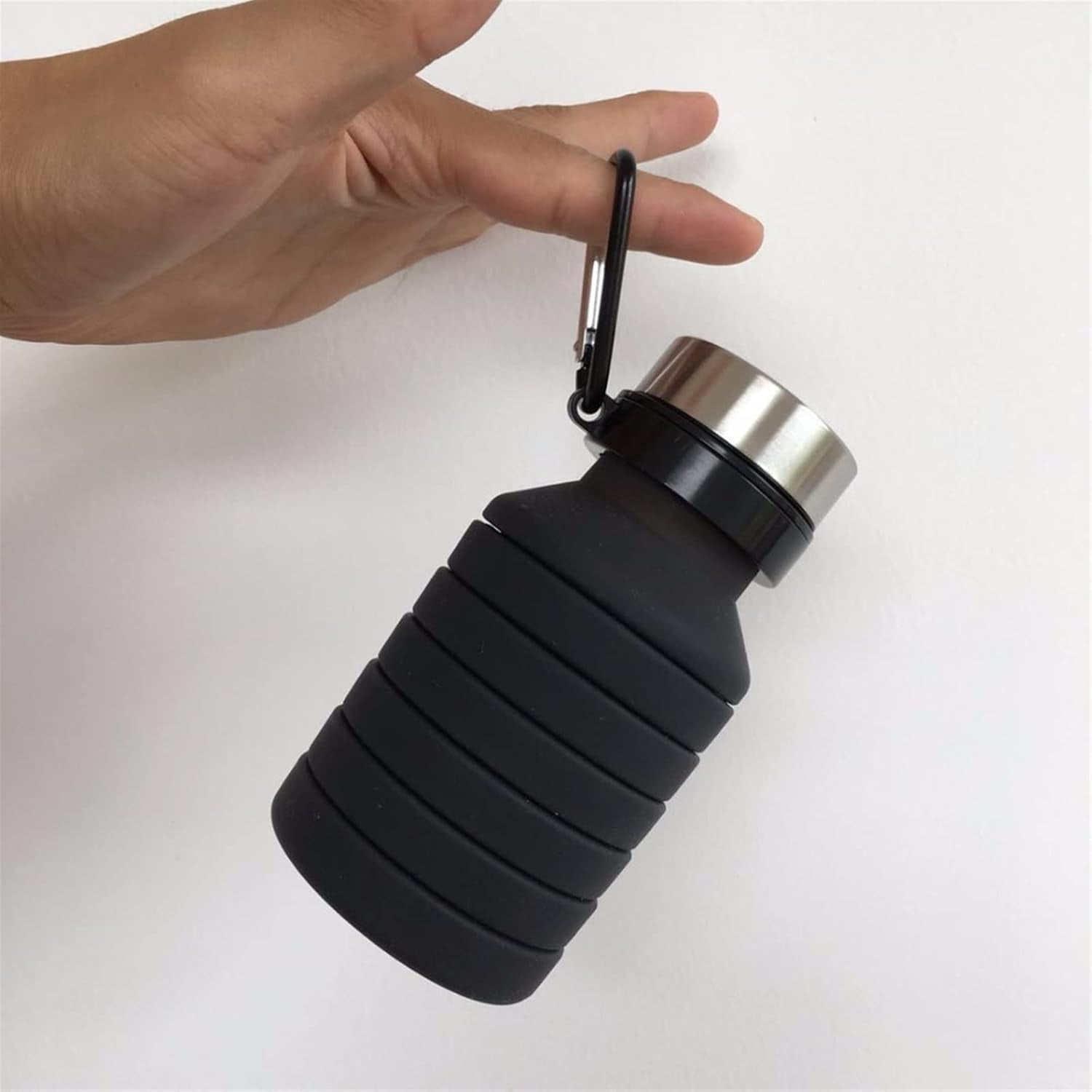 RKXQT Drinking Glasses Silicone Collapsible Water Bottles Travel Folding Portable Kettle My Foldable Drink Bottle (Color : Black)