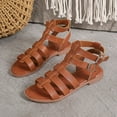 thumbnail image 4 of HAOTAGS Casual Summer Sandals for Women Flat Hollow Comfortable Outdoor Sandals Brown Size 6, 4 of 9