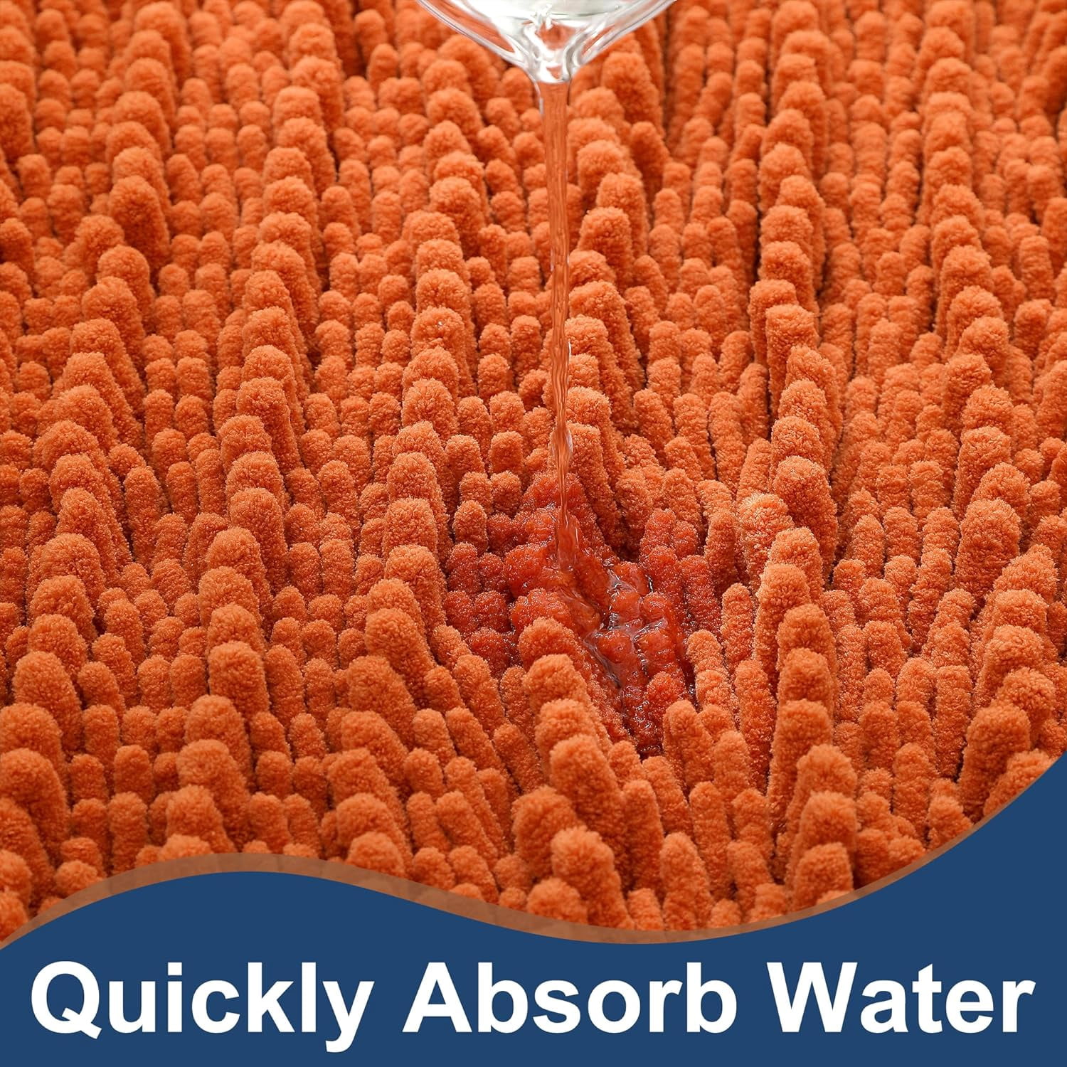 Soft Plush Microfiber Bathroom Rugs, Absorbent Bath Rugs Non Skid Machine Wash Dry Bath Mats for Tub,Shower and Bath Room Floor Mats(Burnt Orange,20x32 inches)