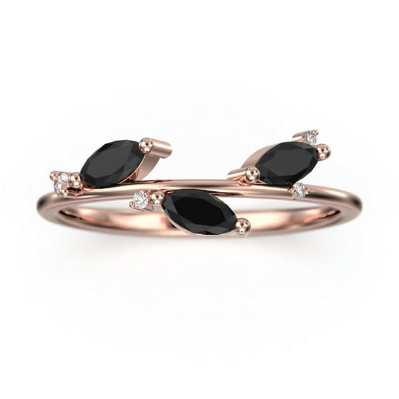 0.50ct Black Diamond Moissanite 10K Rose GoldWedding Band