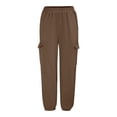 thumbnail image 4 of WTXUE Girls Cargo Pants, Scrub Pants Women's Loose Cargo Pants Retro Multi Pocket Low Waist Drawstring Pig Nose Buckle Slim, Scrub Pants Pantalones De Mujer, Coffee, 4 of 6
