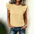thumbnail image 4 of Molidfa Women's Top Casual Crew Neck Sleeveless Stretchable Pullover Regular Drop Shoulder Tops Casual Flutter, 4 of 5