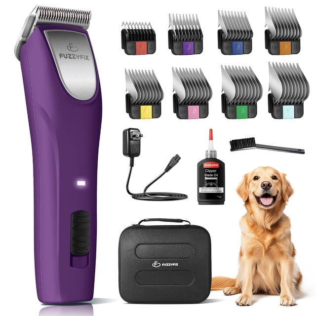 Máquina de Cortar Pelo para Perros FuzzyFix Kit de Grooming Inalámbrico de 2 Velocidades