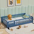 thumbnail image 2 of Twin Size Floor Bed for Toddlers and Kids, Solid Wood Montessori Floor Bed with Safety Fence Rail with Door, Durable Montessori Bed Frame with Sturdy Slats Support for Boys and Girls, 2 of 6