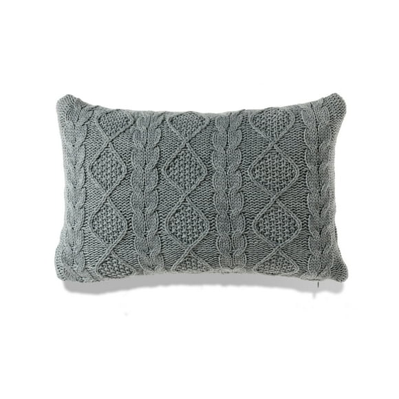 Banff - Gris Chiné, Tricot Torsadé Épais avec Coussin en Polyester