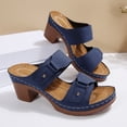thumbnail image 6 of Lenago Women Sandals Casual Comfortable Plus Size Solid Color Round Toe Open Toe Heel High-Heeled Sandals 37, 6 of 9