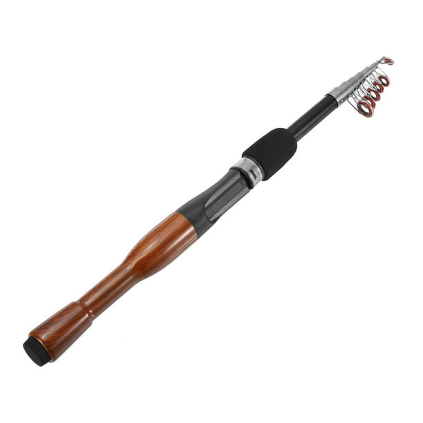 Varilla de Pesca Telescópica Uxcell de 1.6 m, Polo de Pesca Mini Plegable de Fibra de Vidrio para Viajes, Color Negro y Madera