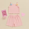 thumbnail image 3 of Bagilaanoe 2pcs Toddler Baby Girl Shorts Set Flowers Sleeveless Camisole Tops + Shorts Kids Casual Summer Clothes, 3 of 6