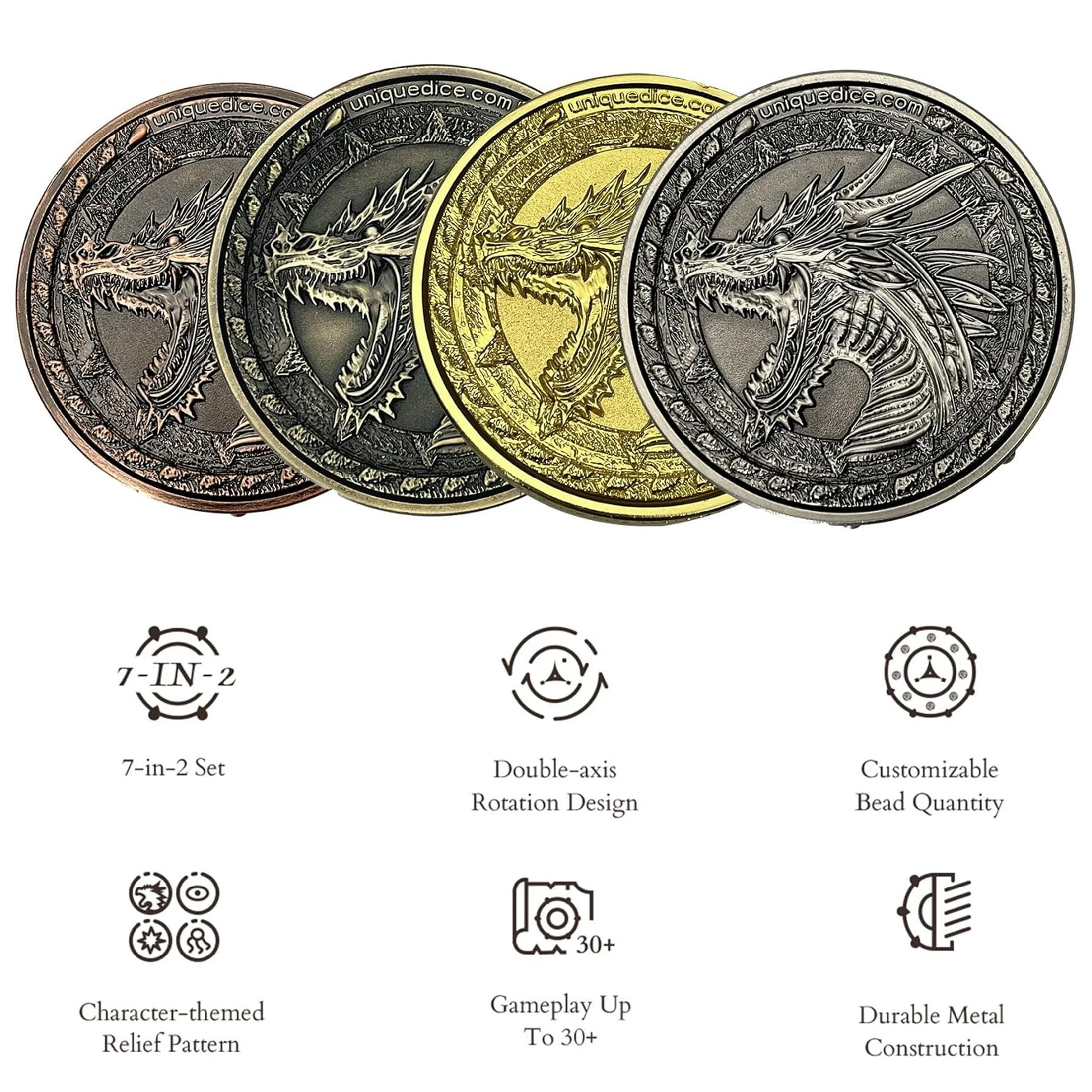 Random King Dice Spinner, 7-in-2 Dual-Spin Wheels, Cthulhu Gold Dice