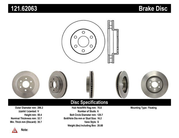 121.62063 Centric Parts Disc Brake Rotor P/N:121.62063