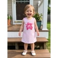 thumbnail image 3 of BemeyourBBs Toddler Baby Girl Big Sister Dress Baby Girls Summer Tank Dress Overalls 6 12 18 24 Months 2 3 4 Years Lil Sis Letter Graphic Pink Striped Sleeveless A-Line Dress, 3 of 9