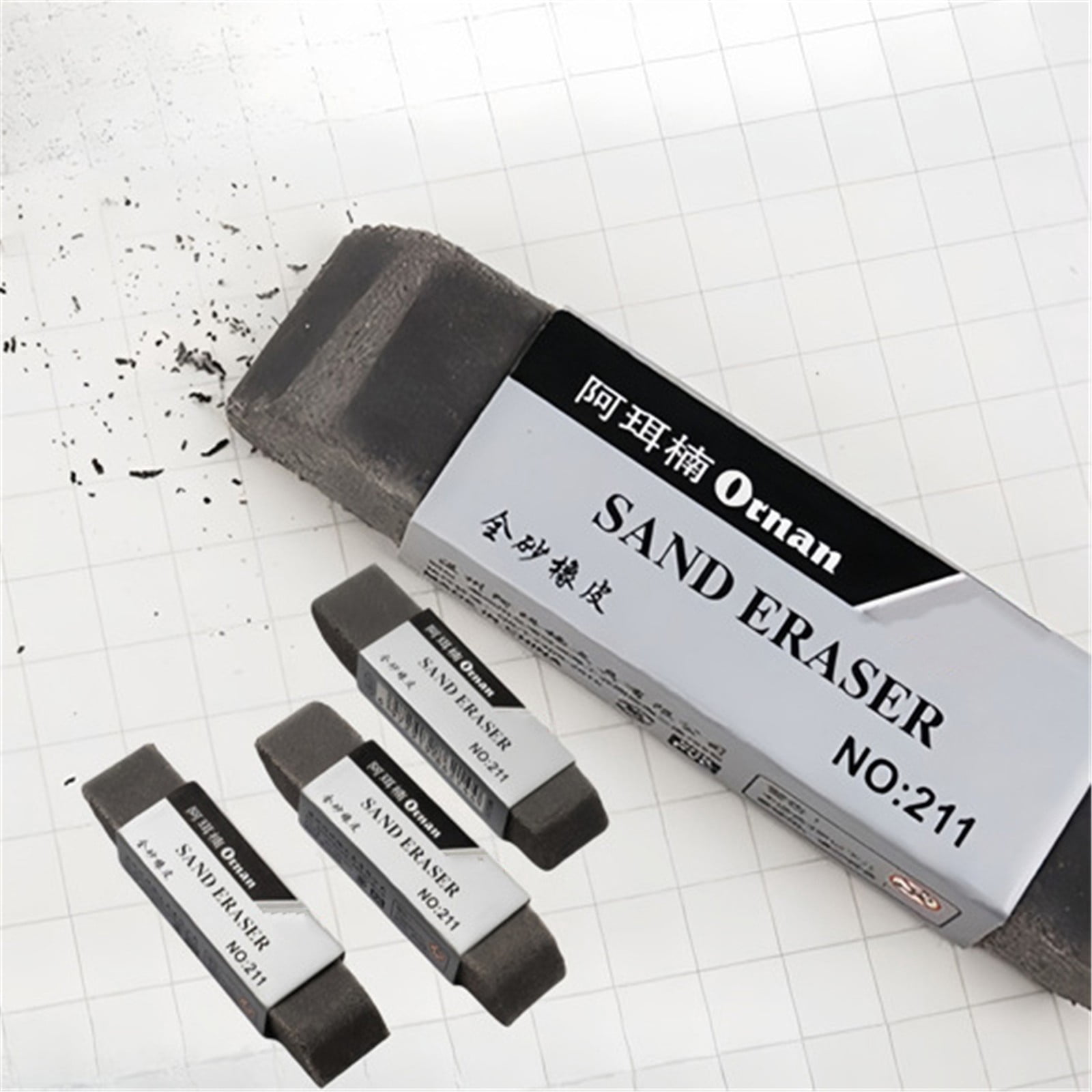 6 Pcs Sand Erasers,Frosted Eraser Sand,Pen Eraser for Ink Ballpoint Colored Pencils,Double Head Remover Eraser,Frosted Erasers for Pens,Pens,Portable Eraser,Convenient Cleaning,(Black,0.59x2.56 in)