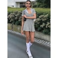thumbnail image 6 of Women'S Y2k 2 in 1 Short Sleeve Mini Dress Collared Going Out A Line Dresses Gray M, 6 of 9