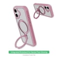 thumbnail image 2 of onn Cell Phone Case for iPhone 17, MagSafe Compatible with Built-in Rotating Ring Kickstand, Frosted Clear/Pink, 2 of 10