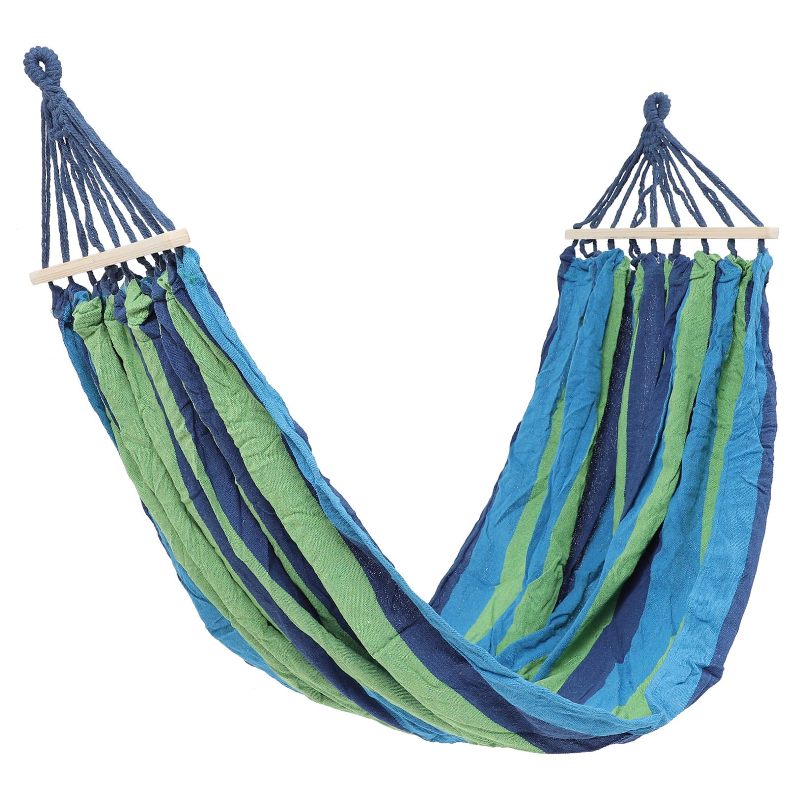 LULULION Outdoor Big Hammock Curved Portable Bamboo Blue for Friends and Family Camping 1Pcs