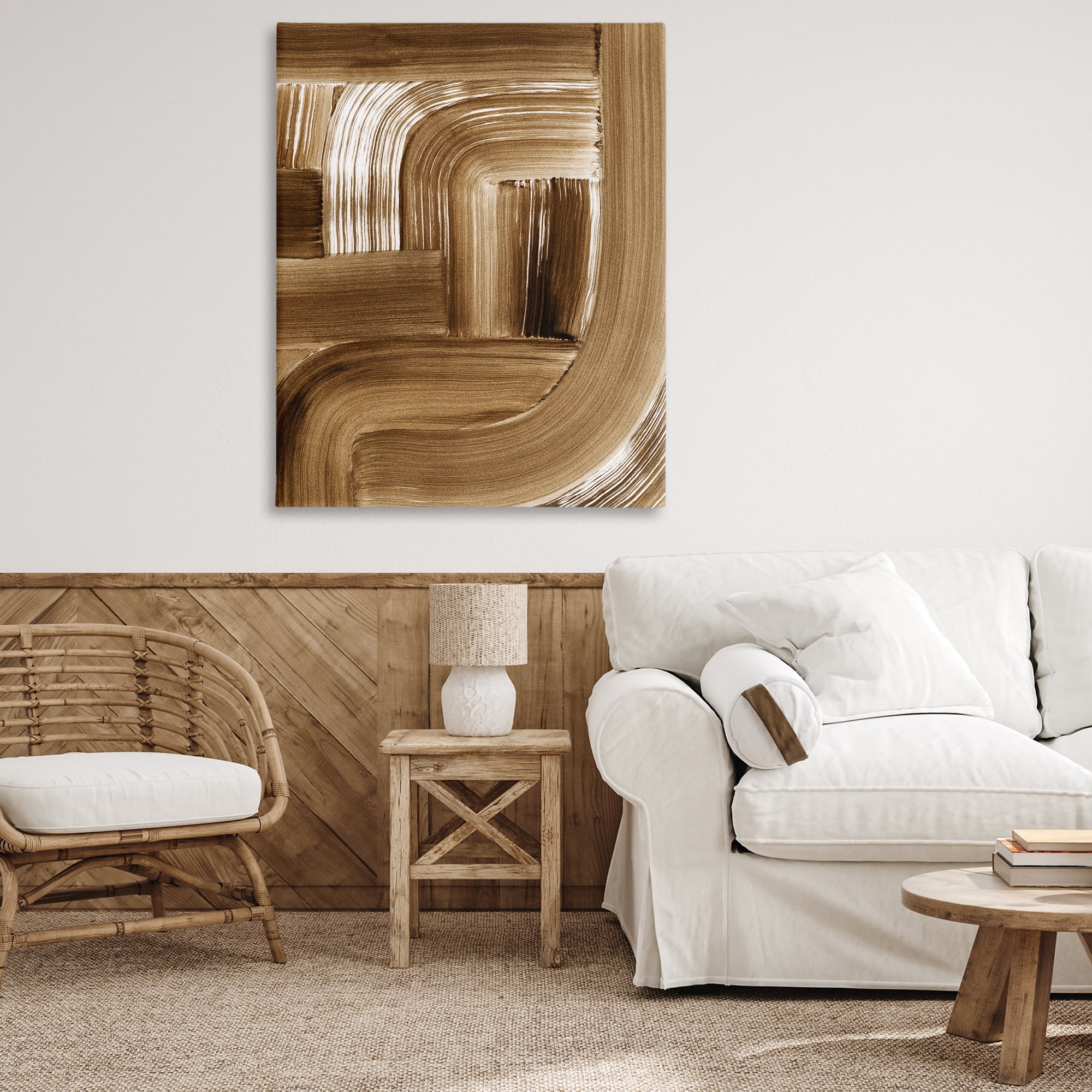 Stupell Industries Brown Curved Arches Abstract Painting Gallery Wrapped Canvas Art Print Wall Art, 36 x 48
