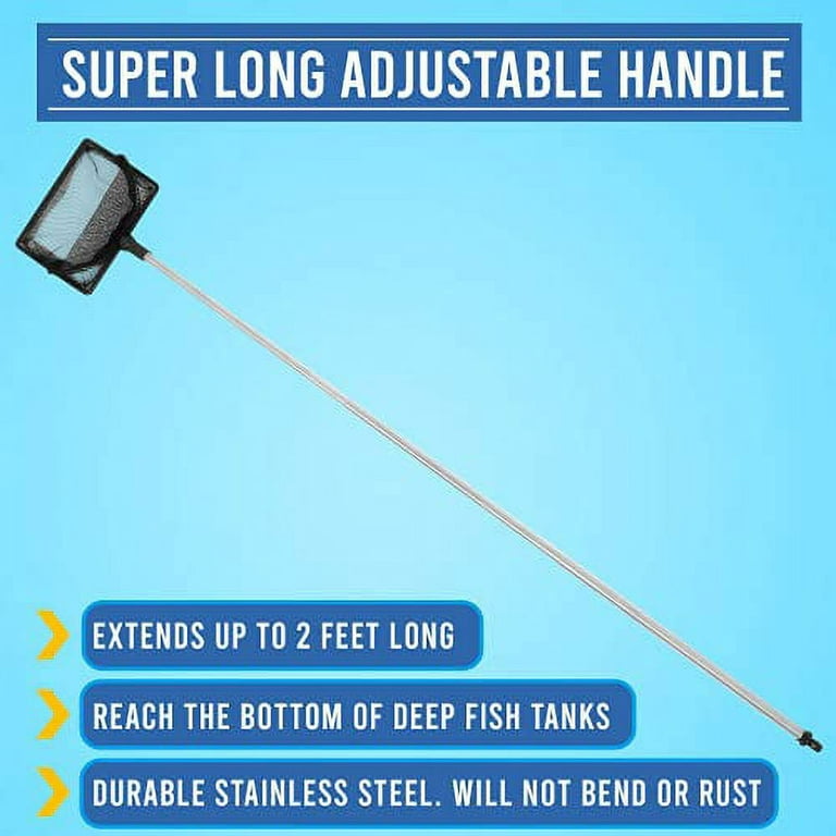 Fish Pros Fine Mesh .. Fish Tank Net with .. Long Handle Aquarium .. Fish Net with Extendable .. 24-Inch Long Handle .. Fish Tank Aquarium Accessories