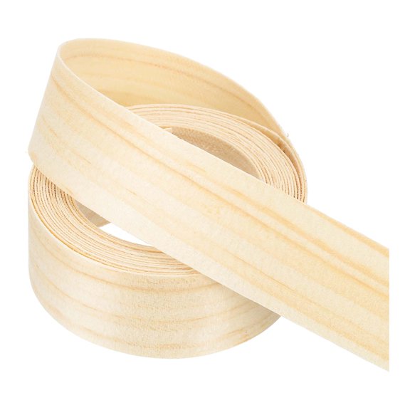 Banda de Bisel Uxcell, Cinta de Chapa de Madera Pre-pegada Flexible para Madera Contrachapada con Adhesivo Termofusible para Muebles Pino 0.98" x 10 ft