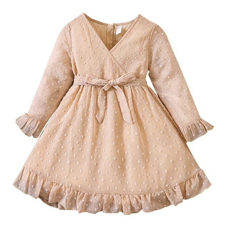 

Girls Spring Autumn Polka Dot Jacquard Chiffon Fashion Dress A Line Skirt For 4-5 Years