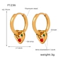 thumbnail image 5 of Pendientes con forma de corazón de circonita esmaltada, pendientes de acero de titanio de lujo ligeros, modernos y personalizados, 5 of 5