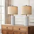 thumbnail image 4 of Oneach 23" Matte White Ceramic Table Lamps Set of 2 for Living Room Bedroom Farmhouse Bedside Nightstand Lamps with Linen Lamp Shades, 4 of 8