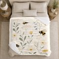 thumbnail image 5 of Whimsical Bumblebee Wildflower Garden Party Motif, Peaceful Botanical Garden Scene, Warm Flannel Blanket for Sunroom and Reading Nook, Garden Lovers Housewarming Gift, Botanical Home Decor, 5 of 9