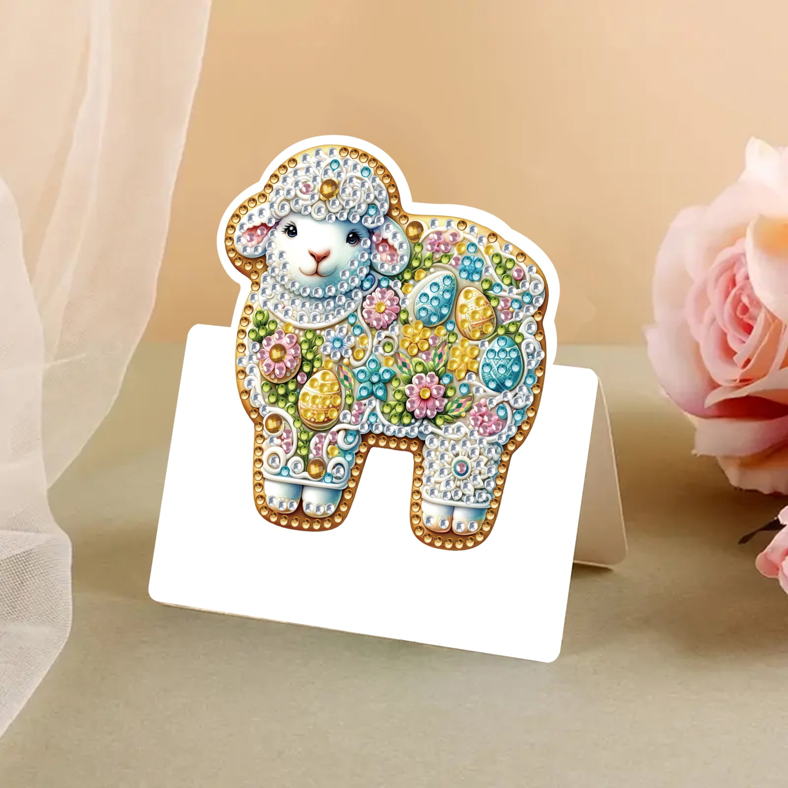 FLOPESN 6Pcs Easter Foldable Greeting Card set,DIY Diamond Art Painting with White Envelopes for Festival Holiday-Cookies