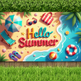 thumbnail image 2 of Beach Theme Summer Banner with Vacation Elements for Summer Party Outdoor Events Holiday Decor, 2 of 8