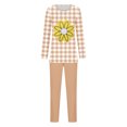 thumbnail image 5 of Puntoco Conjunto De Camiseta Y Pantalones Largos Con Cuello Redondo Y Manga Larga Con Estampado Informal Para Mujer Caqui Xxxl, 5 of 5