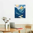 thumbnail image 3 of Nawypu   Framed Wall Art Wilderness Illustrations Nature Scenery Painting Shining Sun over Blue Mountains and Bright Moon in the Silent Night Abstract Canvas Modern Artwork for office,, 3 of 5