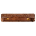 thumbnail image 4 of 2 Pack - Incense Stick Holder - Coffin Style - Wood Incense Stick Burner with Elephant Inlays (Natural) Handmade with Brass Inlays (Ying Yang), 4 of 6
