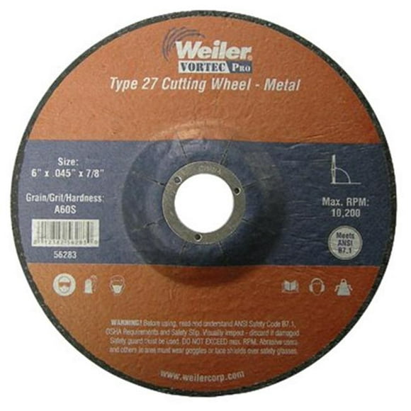 Weiler 804-56392 5 in. X.045 in. Type 27 Fine Roue de Coupe- A60S-.88 in. A.H.