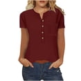 thumbnail image 1 of Timegard Tops for Women Summer Short Sleeve Notched V-Neck Button Comfy Casual Tunic Tops with Pocket, 1 of 5