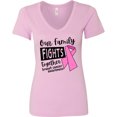thumbnail image 3 of Inktastic Our Family Fights Together Breast Cancer Awareness Women's V-Neck T-Shirt, 3 of 5