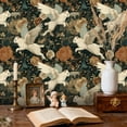 thumbnail image 2 of Whimsical Peel and Stick Wallpaper Whimsical Cats Floral Accents Vintage Style Wall Mural 23.6in x 9.8ft Self Adhesive Removable Wall Paper Renter Friendly Wallpaper for Kids Bedroom Studio, 2 of 8