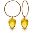thumbnail image 2 of Galaxy Gold 14K Solid Gold Natural Citrine Hoop Earrings for Women - Rose Gold Fine Jewelry, 2 of 3