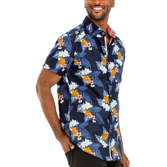Men Hawaiian Shirt Vacation Short Sleeve Casual Button Down Shirts Summer Beach Shirt