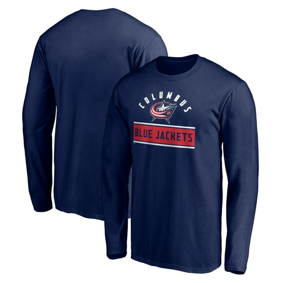 Men's Navy Columbus Blue Jackets Team Arch Knockout Long Sleeve T-Shirt