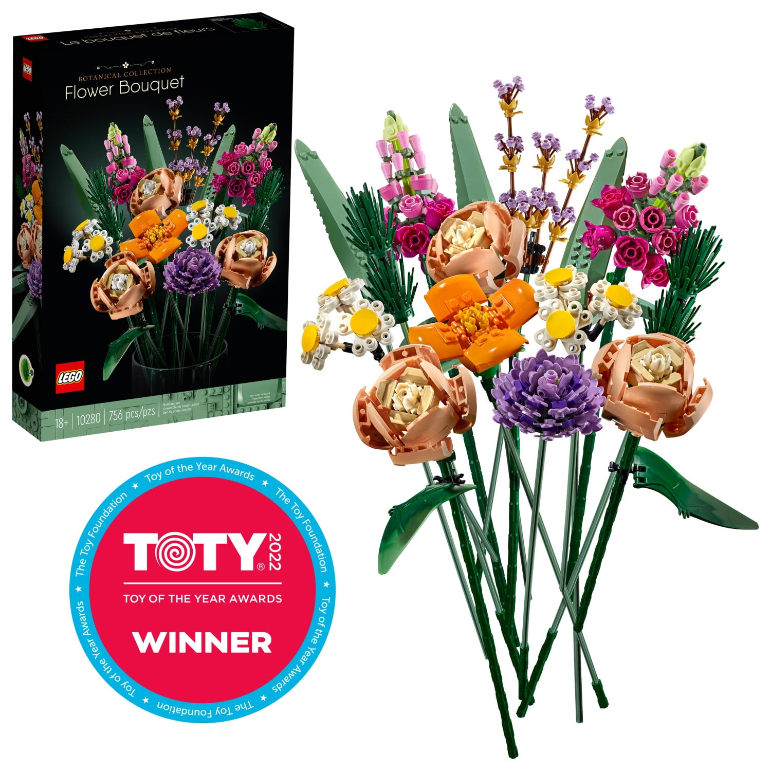 LEGO Flower Bouquet Building Kit 10280; Vibrant Mixed Roses