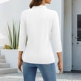 thumbnail image 4 of Lumtrix 3/4 Length Sleeve Womens Polo Shirt Dressy Casual V Neck Tops Business Work Blouses 2026 Trendy Tunic White 3XL, 4 of 7