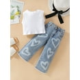 thumbnail image 2 of xiaxaixu Kids Girls Clothes Suits Solid Color Ribbed Sleeveless Tank Tops and Heart Print Jeans Denim Pants 2Pcs Suit, 2 of 9