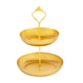 thumbnail image 1 of Naiovety Bandeja decorativa para postres y pasteles, escaparate de dulces con estilo, bandeja de doble cubierta de Metal resistente y duradera Almacenamiento y organización del hogar Oro, 1 of 6