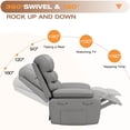 thumbnail image 2 of UDPATIO Oversized Swivel Rocker Recliner Chair with Heat and Massage, Adjustable Recline for Living Room,PU Leather ,Light Grey, 2 of 8