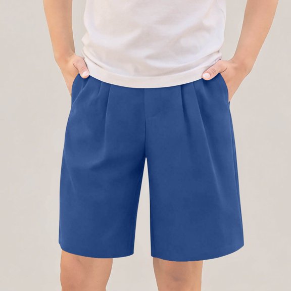 Kinrui Boys Flat Front Pleat Dress Shorts Casual Formal Classic School Uniform Shorts with Pocket 5-15 Years