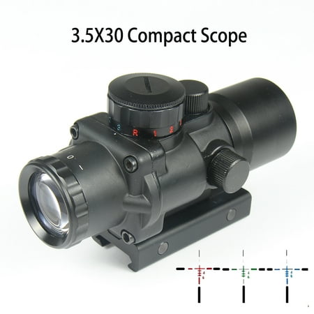 BLACK BDC Reticle 3.5X30 Ultra Compact Prismatic Red Blue Green Illuminated Fixed Power