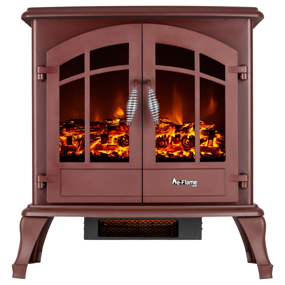 Jasper Free Standing Electric Fireplace Stove by eFlame USA Red