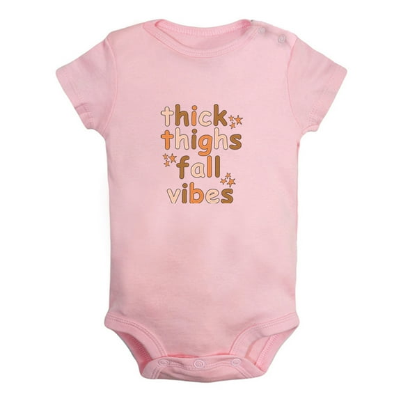 Thick Thighs & Fall Vibes Funny Rompers For Babies, Newborn Baby Unisex Bodysuits, Infant Jumpsuits, Toddler 0-12 Months Kids One-Piece Oufits (Pink, 6-12 Months)